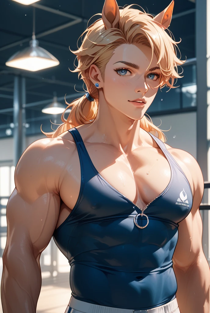 (BEST lighting) , (ultra intricately detailed) , 4K unification, (super-detailed CG: 1.2) , (8K: 1.2),(Original), (Masterpiece) , (Best quality),(Masterpiece:1.4),Anime-ish high quality,(Masterpiece),Masterpiece, Best quality, absurderes,((masterpeace, 4K, 8K, Yes, A high resolution))1girll, One man only,She is in the ballet studio,Ballet costumes, Bulging blood vessels on the arm,Spring, Boots, Perfect figure, Short blonde asymmetrical hair, Sweat,Exposing the abdomen,expose arms ((body builder:1.5)),The strongest in the world,Practice dance studio background,(Beautiful bace),(Girl),(Female),(((Upper body:1)))