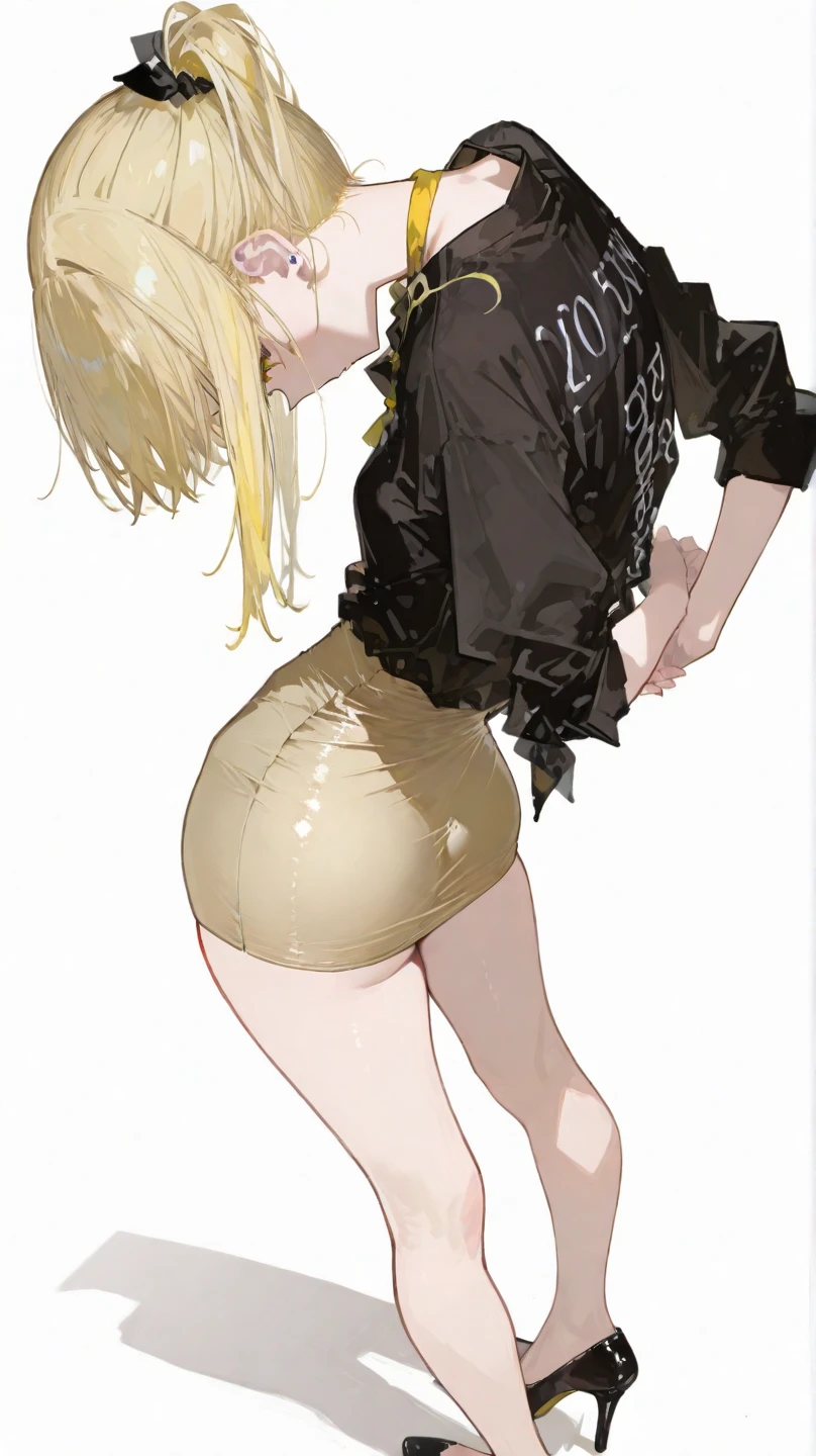 solo, 1girl, tsukuyo, scar on cheek, folded ponytail, hair ornament, purple eyes,
BREAK (white shirt, black pants:1.2),
BREAK looking at viewer,(sexy pose:1.2), (hands behind back:1.5), (close up:1.2), (leaning forward:1.2),
BREAK (art: 1.2), best quality, high resolution, 8k unitary, (illustration: 0.8), (beautiful detailed eyes: 1.6), extremely detailed face, perfect lighting, extremely detailed in CG, (perfect hands, perfect anatomy),