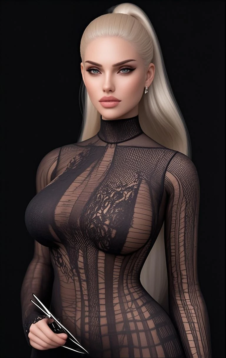 A portrait of a blonde, (makeup:1.4), amazing body, (fit body:1.2), lace outfit, highly detailed fur, natural skin texture, 4k textures, detailed belly, Highly detailed perfect smooth skin, Lightroom, Intricate, Ultra-Realistic, Out There, (HDR:1.3), UHD, (Intricate Detail, Hyper-Detailed:1.1), Cinematic, Photoreal, (Dark Shot:1.2), Dramatic, High Contrast, (Warm Color:1.1) , muted colors, master piece, elegant, sharp focus, ponytail hairdo 