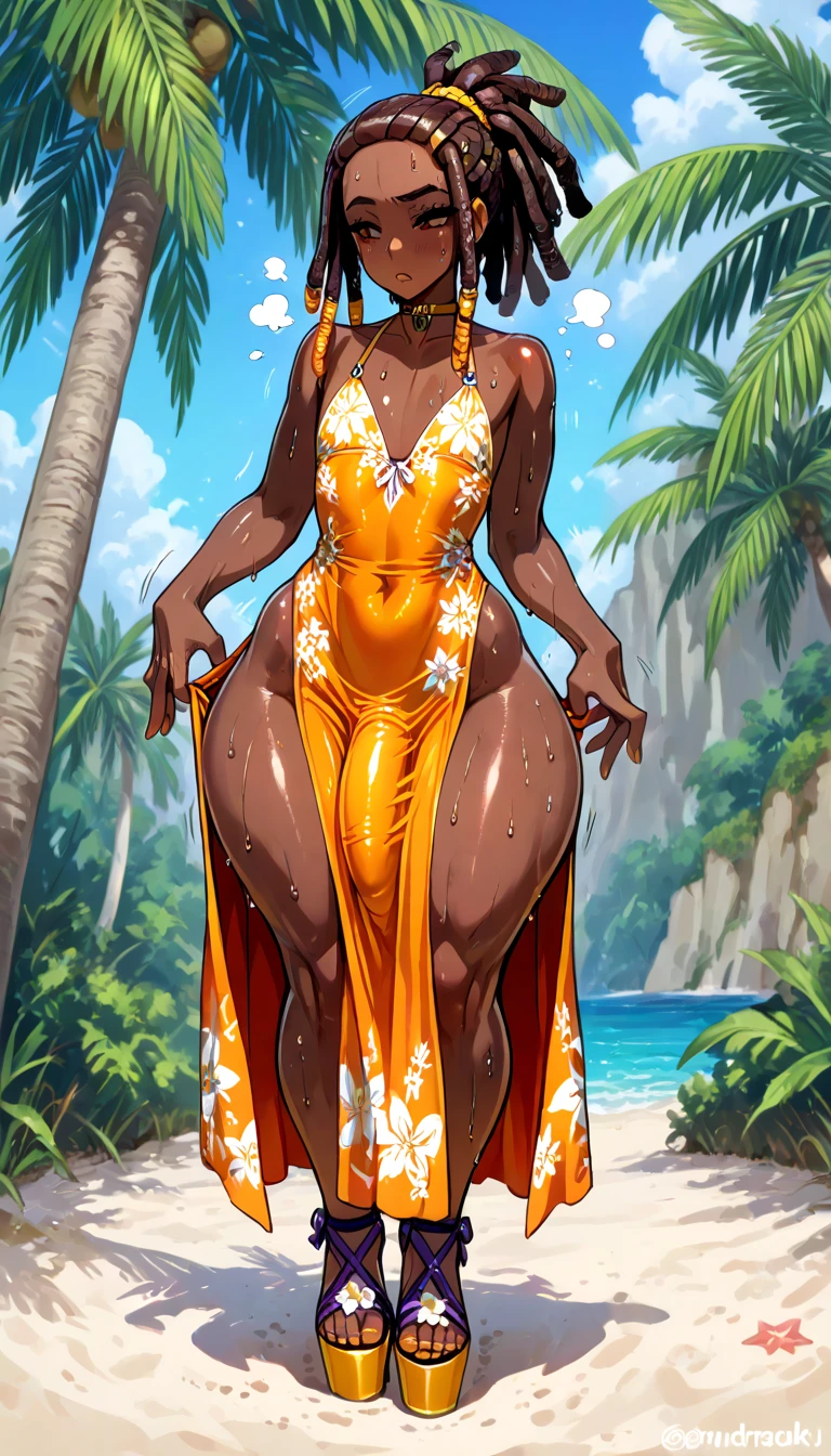 (high resolution, The pixels are perfect, luxurious illustration), (hyper qualit, Masterpiece, Ethereal: 1.4),(Solo:1.4),((((breasts out, )))),,((applying sunscreen)),((((Beach at night)))),from below,((((Carmelto)))),Realistis,open mouth, ((No bra)),(((nacked hip))),wetted skin, the wallpaper,full bodyesbian,spilled milk,(((There was only a nearly naked grass skirt around the waist))),a mature female,(((Black areola))),female public hair,Armpit hairy,(((A MILF: 1.4))), (Curvy:1.35),((((Dark skin)))),long whitr hair,Curvy physique, Fitness model, Thick body,((Sexual suggestiveness)),Seductive smile