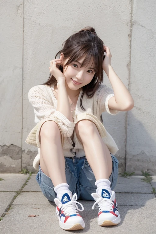 (((Low angle shooting、Looking into the camera:1.22,A strong wind is blowing from the front of the body、Clothes are loose)))、(((In 8K、Highest quality、masterpiece、Ultra-high resolution)))、(Realistic:1.4)、RAW Photos、(Real skin texture:1.3)、(Film Grain:1.3)、((Are standing、Skirt flutters in strong winds、Under the skirt、No underwear、Do not bend your legs、Don&#39;Don&#39;don&#39;t bend your knees、Spread your thighs、Beachside、))、One Girl、Beautiful and detailed eyes and face、masterpiece、Highest quality、close、thin、Japanese Uniform、dynamic、barefoot、Mr..々Pause、