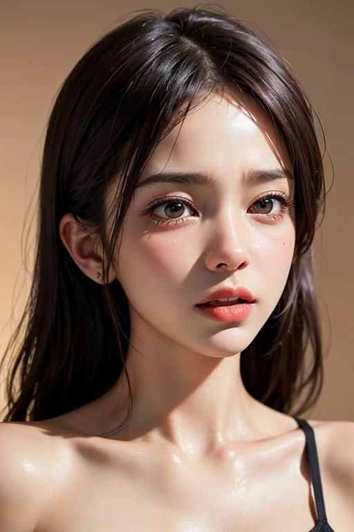 Masterpiece, best picture quality, high quality, beautiful girl full body, Japan 20 years old, Korean popular makeup, detail, swollen eyes, detailed eyes, detailed skin, beautiful skin, ultra high resolution, (actually: 1.4), very beautiful, slightly younger face, beautiful skin, slim, (surreal), (illustration), (illustration), (very detailed detailed), (very fine detailed), (8K) (background image), (detailed face), look at viewer, fine detail, finely detailed beautiful face, pureerosfaceace_v1 , smiling, looking straight, looking straight ahead, bottom view, photo realistic, afterglow, professional lighting, black hair (some parts of hair green), long hair, dark ruins, gorgeous mature red moon and woman, red dress, red dress