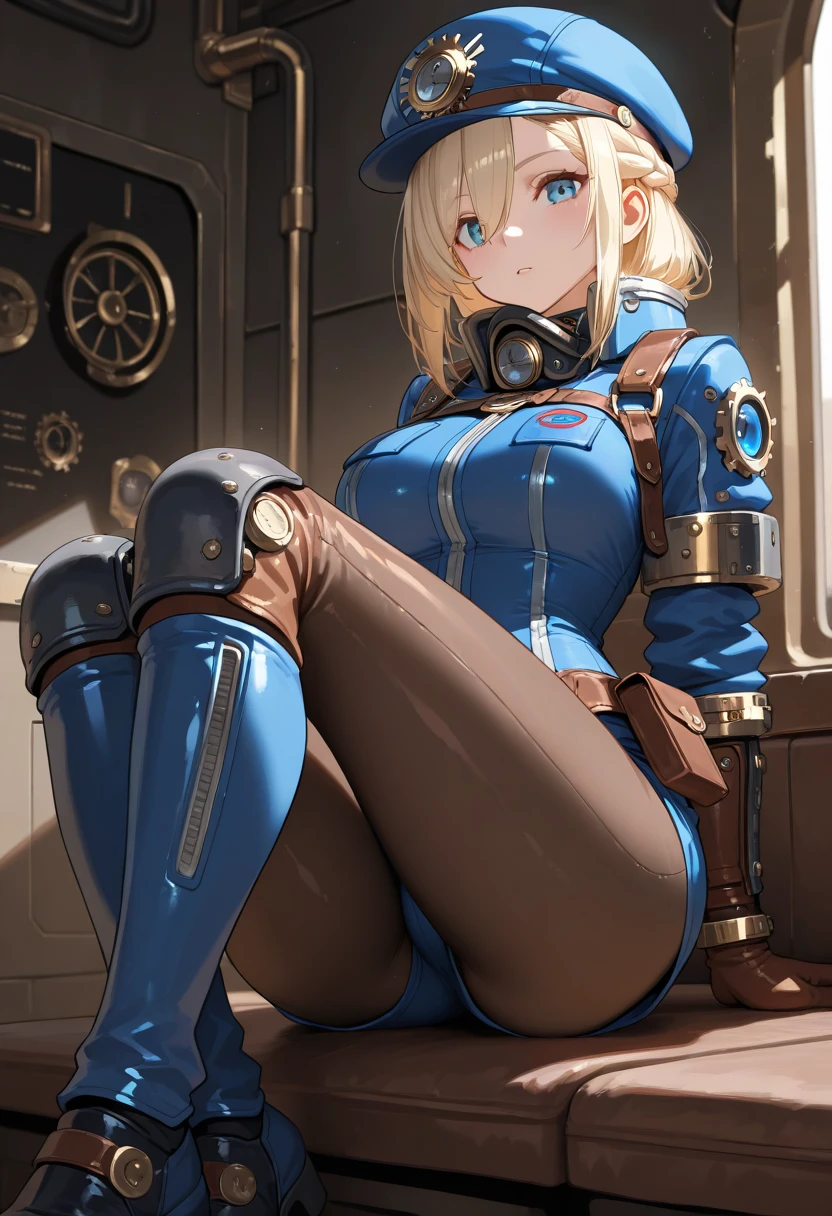 ((Highest quality)), ((masterpiece)), (detailed:1.4), 3d, Perfect Anatomy, detailedな筋肉のリアルなmasterpieceを持つカメラを見ている美しいサイバネティックガール, Beautiful cyberpunk woman image,High resolution (High Dynamic Range),Ray Tracing,NVIDIA,Super Resolution,Unreal 5,Scattered beneath the surface,PBR Texturing,Post-processing,Anisotropic Filtering,Depth of written boundary,Maximum clarity and sharpness,Multilayer Texture,Albedo and Specular Maps,Surface Shading,Accurate simulation of light-matter interactions,Perfect Proportions,Octane Rendering,Two-tone lighting,wide aperture,Low ISO,White balance,Three-part method,8K RAW, Stretch your legs, Gold Parts, fringe, Short-haired, coastal,(A faint smile),(From above),(Spread your legs:1.3),masterpiece,8k,Silicone Skin,