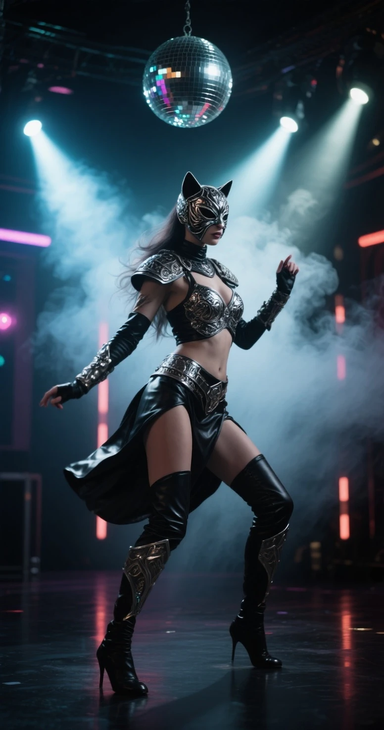 hyper ultra realistic photographs full body of A nimble warrior, clad only in leathers, dances through a hail of arrows, her blade a blur of silver as she deflects each one with deadly precision. ratio 16:9, 4k, 8k resolution, High quality photo, high detailed images
