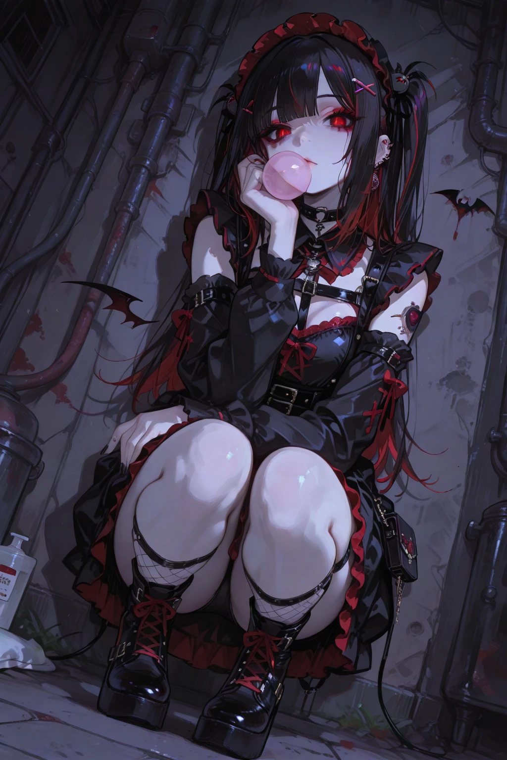 (NSFW1.5),(ashenhard style:1.4), ​masterpiece, 最hightquality, (ultra res),hightquality,(Has a Dark red glow and red eyes、Darkに囲まれた暗い形のない生き物:1.2), (In profile), (Dark:1.2), abstraction, abyssal, awardwinning photo, depth of fields, nffsw, ighly detailed, trending on artstationh, Trending in CGSighbour, Convoluted, high detailing,(​masterpiece:1.2、最hightquality)、(The best lighting、extremely delicate and beautiful)、(The best lighting、extremely delicate and beautiful)、(beautifull detailed Face)、(Detailed eyes and detailed Face:1.2), (younggirl, Little beast, 1girl in, 独奏, Crazy smile, pale skin,Ｇcups,cleavage of the breast,19 Piercingull bullshit tattoo on bodyesbian,Tribal tattoos all over the legs)) white  hair, eyes glowing red, Dynamic Angle, Vampires), (Colors of the city々Sitting in front of graffiti on the wall with a mischievous smile), (tall two side up hair:1.3),(depth of fields),highcontrast,cowboy  shot,full body Esbian, ((Street fashion)),Punk costumes,(Twin-tailed:1.3),(vagina:1.5),( 2-hole insertionＰＯＶ1.5),((Obscene tattoo on crotch 1.3)),(clitoral accessories:1.3),(Open your legs wide on the lewd chair and show your vagina:1.5),(female brat orgasm Face:1.1),(perfecteyes),(Tattered sexy costume),(Almost no dough、Tattered and torn costume),(Man juice gushing out in large quantities:1.3),( acme juice:1.3),(Open:1.5),(Inserting a sex toy into your assholeＰＯＶ),(Angle of the vagina from below:1.3),( acmetrans:1.3),(Mouth covered with sperm from ejaculation),(Ｏ　Face:1.1),(masochism play:1.3),(Forced climax),(Full color CG:1.5),(colorful outfit)