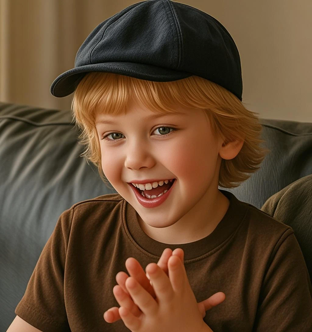 cute baby with cap, usando fralda feliz