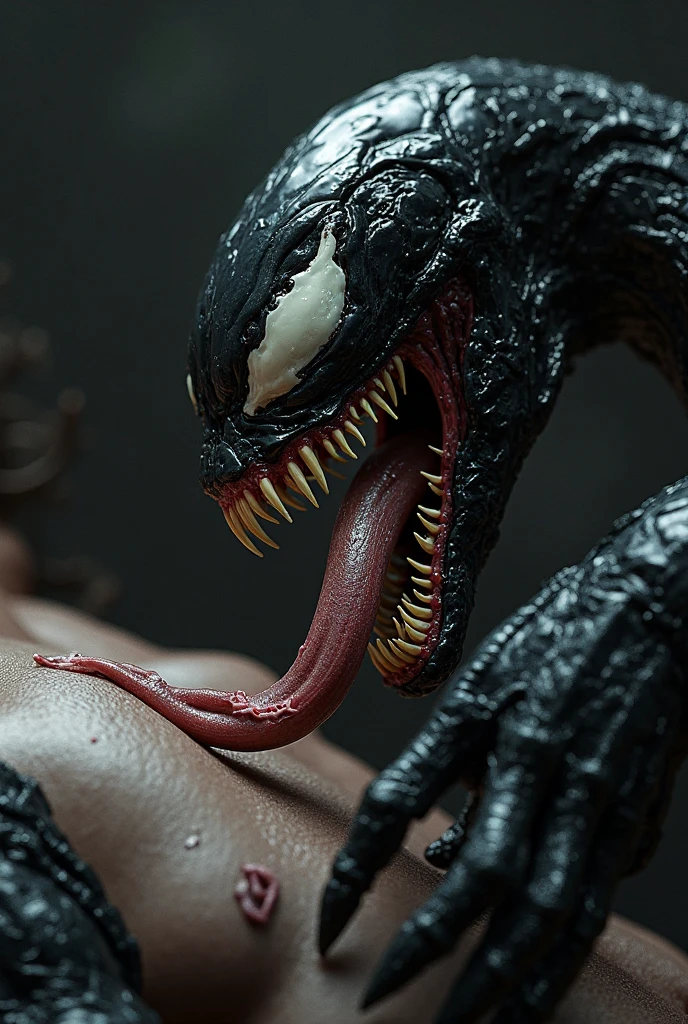 venom eating the body of a Xenomorph