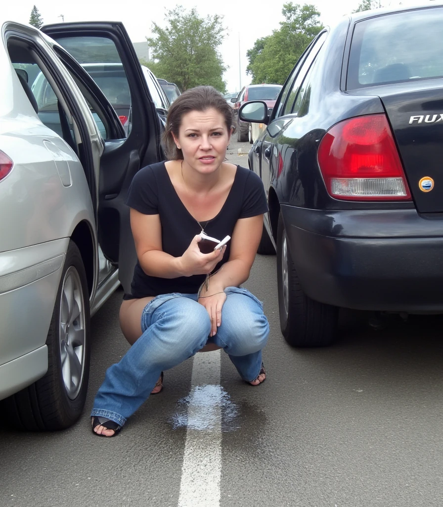 Hot woman can’t hold in her pee anymore and hast to go pee in the street porn