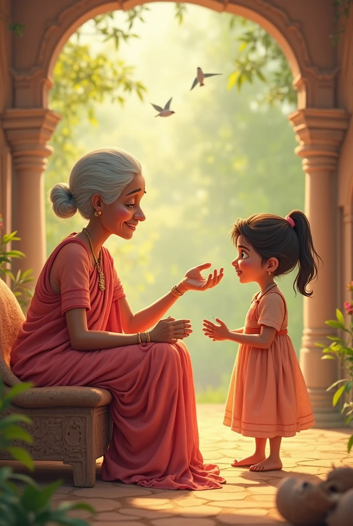 A young girl talking with his dadi a.i