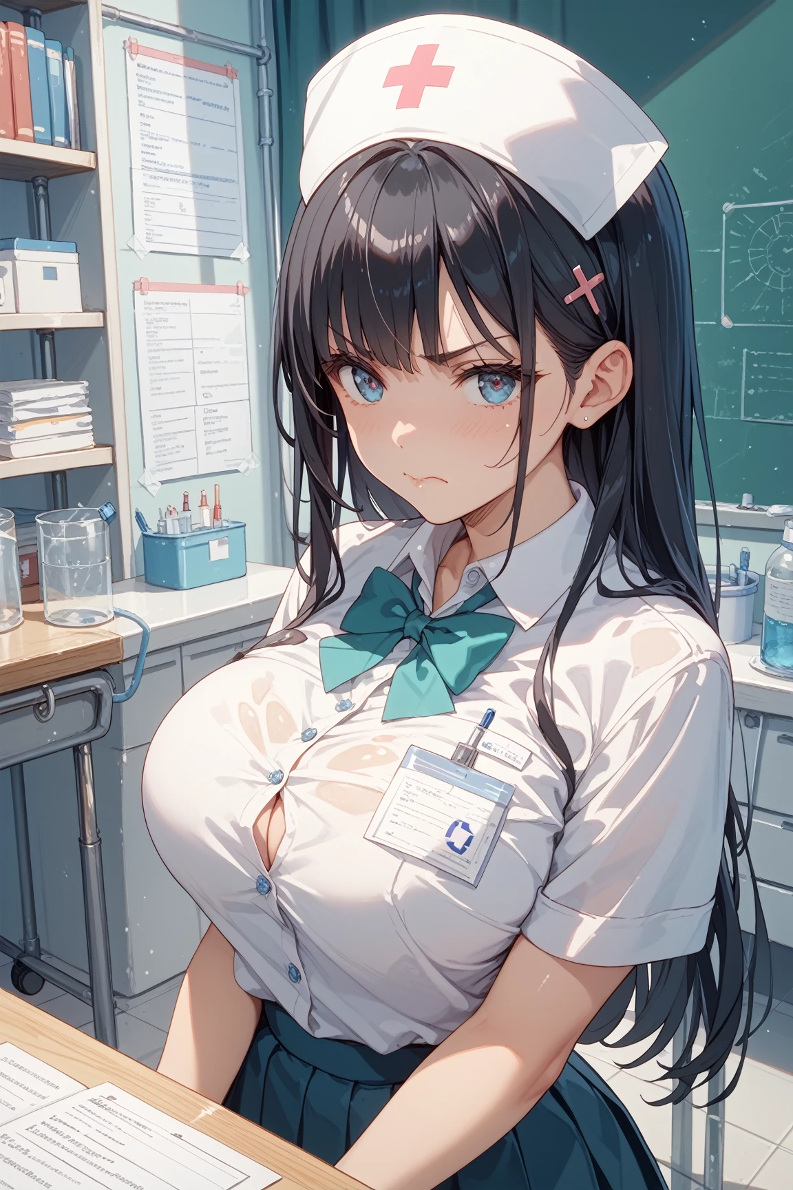 (((masterpiece,Highest Resolution,4K High Resolution,Crisp image quality:)Pussy juice(Detailed Hair,)(Inserting a dildo into a beautiful pussy)((Beautiful black hair braids,Glasses,Masturbation)(Beautiful big ,Beautiful nipples,Teaching books,Blushing and embarrassed,Spread your legs wide in an M shape,)(lipstick),Pubic hair,(White:1.2)(((School teacher in the nurse's office,30age)))