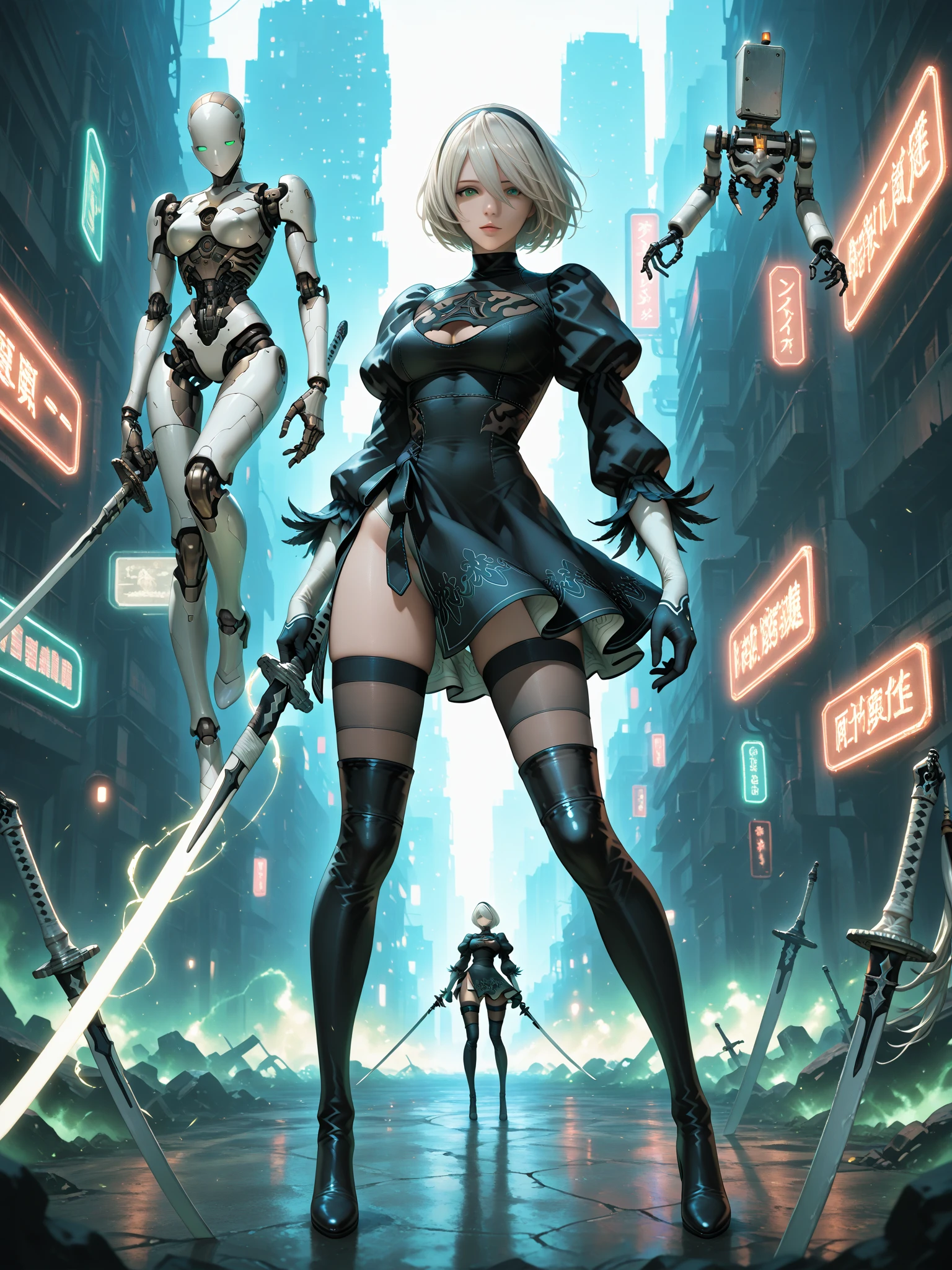 2b nier automata, (Unidad Yorha no 2 tipo B), piernas perfectas, Encaje, mirando a la camara, sexy, muy sexy, boca abierta, trasero perfecto, Braga small, Material transparente, transparente, pink nipplee, (de arriba hacia abajo de abajo hacia arriba: 0.8), sola en una terminal de computadoras desierta, ((mejor calidad)), ((obra maestra)), (muy detallada: 1.3), ..3d, hermosa (cyberpunk: 1.3), Pantallas LCD, fibre optic cables, Logotipos corporativos, HDR (High Dymanic Range), Trazado de rayos, NVIDIA RTX, superresolución, Irreal 5, Sub-Surface Scatterring, PBR texturizado, posprocesamiento, Anisotropic filtering, profundidad de campo, Maximum clarity and sharpness, Texturas multicapa, mapas de albedo y especulares, sombreado de superficie, Accurate simulation of light-material interaction, proporciones perfectas, octanaje render, two tone lighting, ISO bajo, balance de blancos, regla de tercios, amplia apertura, 8K RAW, Efficient Sub-Pixel, sub-pixel convolution, Luminescent Particles,