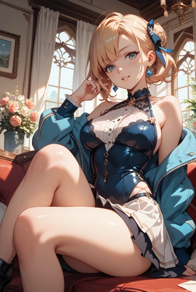 garter belt、beautiful mature woman、face forward、sit straight with your legs together、Upper body
