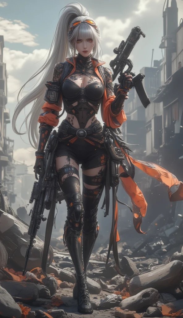 (best qualityer))), (((manga strokes))), woman knight with a black armor, (((girl with red helmet))), metal panties, medieval albino girl, Barbed wire garter belt, breasts covered with a wave-shaped metal breast protector, Curly white hair, long ribbon-garter, chains wrapped around the arm, metal gloves, great sword, medieval castle, fitness body, blood, nude belly, coxas nuas (((manga style))), violent, Manic, slenderbody, thin but strong, perfectbody, armor black, ornate metal sleeves, intricate visual com um castelo medieval enorme, ((( sculptural body ))), (((1 girl))), garota de 25 anos com perfectbody,,Beautiful and well-groomed face,muscular body:1.2,solid color detailed jacket, (Head to thigh photos), Complex equipment, (((standing alone))), pirralha violent, (((14歳))), sexly, pose de atitude, work of art, post-apocalypse, (((manga style))), bounty hunter, violent, Manic, the way you want, slenderbody, thin but strong, perfectbody, roupa moderna, advanced technology, neon, sleeves with vertical striped pattern, intricate background, (( cowboy shot )). intricate visual