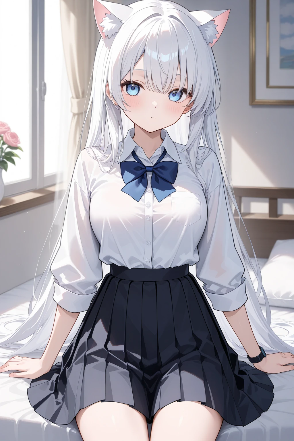 (masterpiece: 1.3), (maximum resolution: 1.2), (ultra high definition tv: 1.2), cinema light, 8K resolution, detailed facial features, focus on the face,perfect style, cute face, Accurate, anatomically correct, fine eyes,beautiful目、 shiny skin, Fair skin, Glossy skin、glossy lips、 (embarrassed look: 1.2),woman 、25 years old, exposed cleavage、, beautiful, (skirt lift:1.4), loose and wrinkled white panties, stockings, blush、humiliation、impatience、tears、embarrassing、surprised expression、expression of anger、disgusting face、 (nun uniform 1.1)、full of sweat、blonde、silver hair、blue eyes、green ash eye、soaking wet、Overflowing sperm、sperm in breast、sperm on thigh、flowing sperm、exposed panties、disheveled clothes、shortcut、church、Stained glass、sit on the floor、open your legs、open your legs、open your kneeasturbation behavior、Peeing、