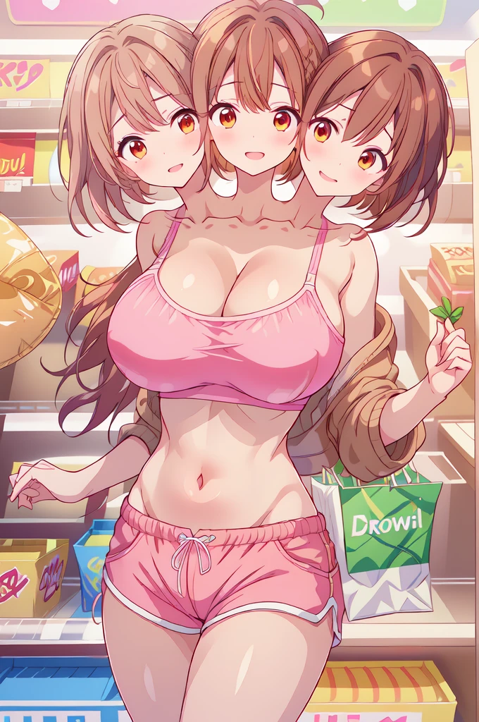 (((masterpiece, Highest quality, High resolution, 超High resolution, Perfect Pixel, Depth of written boundary, 4K, RTTX 10.0))), Beautiful Anime Woman, Beautiful art style, Anime characters, ((Smooth texture, Realistic texture, Anime CG Style)), Perfect and accurate finger count、Exact number of legs、(Exact number of arms:1.0, Exact number of hands:1.0), (Perfect hands, Perfect ???????), Cinematic, Realistic, Extremely detailed CG, Daytime lighting, Perfect lighting, Best Shadow, The best natural light, whole body, Perfect body, バランのとれたPerfect body, Perfectly balanced style, Soft body, Slender body, ((bangs, Dark brown hair, Twin tails, High Up)), ((A cute adult woman is walking towards me:1.8)), ((Bow tie around neck:1.3), (Sexy and cute pink underwear:1.3), (Stylish shiny pink satin panties, Side-tie panties, Panties with plain pink center and lace decoration on the sides, Thin panties:1.4), (Pink micro lace satin bra, Pink bra with large lace trim around the edges, Thin bra:1.4), (lace garter belt, Garter Strings, Knee socks:1.3):1.3), (Beautiful big boobs:1.1), (Embarrassed expression:1.7), blush, (supermarket, Merchandise Shed, aisle, Many visitors in the background, Inside the crowded store:1.7), naked, In underwear, (White ruffled headband:1.3), Angle from the front