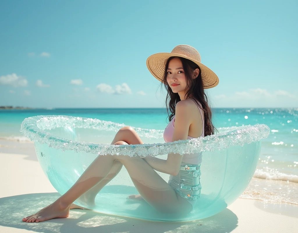Open-air bath floating above the clouds planet earth great outdoors top-quality masterpiece 超A high resolution Perfect view Great view