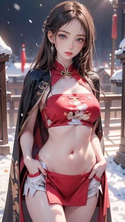 1girl ,BREAK (Red theme: 1.3),Tube Top,bikini,( Fur robe:1.1),(embroidery:1.1),,, (best quality,8k,highres,masterpiece:1.2),ultra-detailed,(realistic,photorealistic,photo-realistic:1.37),studio lighting,ultra-fine painting,sharp focus,physically-based rendering,extreme detail description,professional,vivid colors,,huge breasts,Nanami