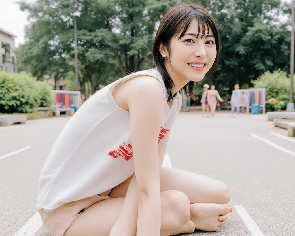 closeup shot , Best picture quality (8K, high resolution, Masterpiece: 1.2), super detailed,  215 Short Hair, 16-year-old woman, 

situation: A scene showing skateboard tricks at a skate park。
clothing: Casual graphic tee and denim shorts、On your feet, skate shoes。Hair tucked under a cap。
angle: To capture trick movements、Shooting from a low position。Capture the moment of jumping and grinding in slow motion、Edit to music。The dynamic shots where the camera follows the skateboard are also effective.。
Close-up of face

, random cute pose ,big eyes ,Puffy eyes ,  Heart Pupil, blush  , huge shy smile , salute

