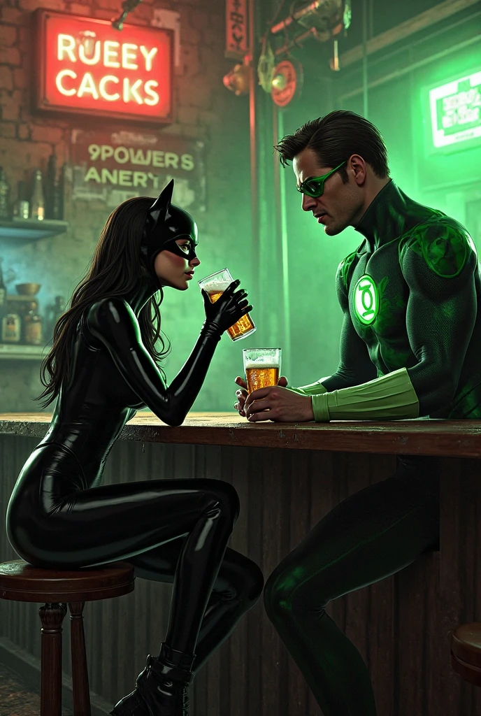 1batman drinking beer with wonder woman in a modern cafe, lifelike face, realisticeyes, (dark shot:1.22), Neutral Colors, (hdr:1.4), (subdued colors:1.4), (intricate), hyperdetailded, dramatic, intricate details, (tecnicolor:0.9), (Rutkowski:0.8), cinematic, detailded, (intricate details:1.12), hdr, (intricate details, hyperdetailded:1.15)