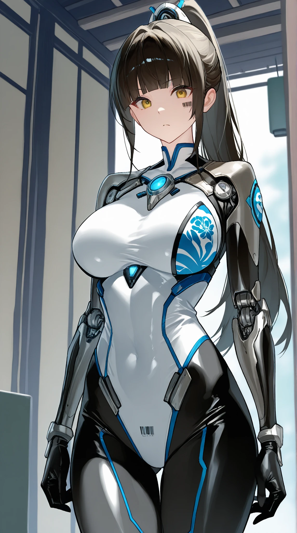 Milf, woman in a futuristic suit, highly detailed face, cool, mom, tomboy, very large breast, (Milf), mature face, (mature female), cybersuit, anime girl wearing tight suit, milfication, Elegant body, navel focus, naked body, gloves, earrings, science fiction, female protagonist, standing, volumetric light, detailed lighting, detailed textures, oppai cyberpunk, biomechanical oppai, masterpiece, best quality eyes, sci-fi background, futuristic landscape, low angle, smooth surface