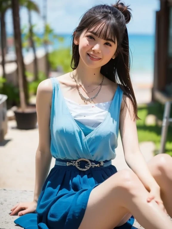 Japanese female, a lot of details, (underweight), 30 years old, detailed black hair, beautiful detailed hair, super fucking beautiful, delicate beautiful face, complex details beautiful and delicate eyes, perfect hands, (flat chest best quality:1.5), perfect and delicate limbs, detailed skin, best quality, ultra-detailed,(cheerful grin:1.5),
(falling), (blue dress), in the sky, full body shot, front view, aerial view, sunbeam
