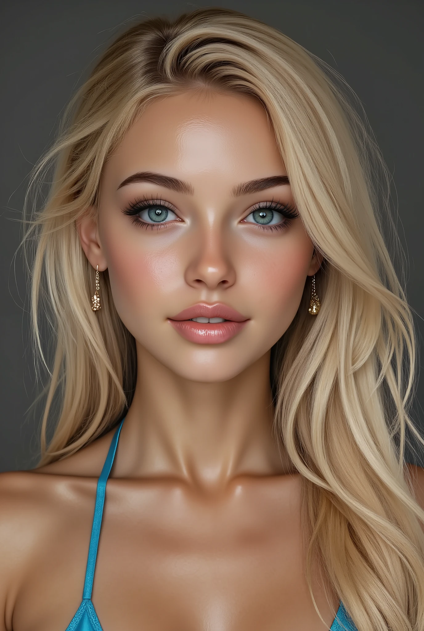  [Style: "masterpiece, realistic (photorealistic Realism), ultra-detailed, Hyper high resolution" - "(Hyper quality, intricate ultra-detailed digital art)"](Key Directive: - ("The priority is the anatomical accuracy and texture of the materials" - "Ultra-sharp human eyes with biological accura", Beautiful Girl, "ultra details Eyes: (acid-resistant terminology) (macro-details:1 . 5): * Moist corneal surface (visible aqueous layer:1 . 2) * Hyper-detailed iris stroma ((brown) with gold flecks) * Precise limbal ring (slightly darker pigmentation:1 . 22) * Pupil micro-texture (irregular edge authenticity:0 . 9) * Vasculature in sclera (subtle red veins radiating from limbus)" - "Lashes: blue individual synthetic fibers (crosshatched roots:1 . 2 ,clump-free separation)" Technical Specs: (Optics: - "Zeiss Otus85mm f/1 . 4 lens (eye refraction calculations:1 . 3)" - "Shutter Speed:1/500 (freeze eye micro-movements)" - "Focus Stacking:7-point coverage on iris plane") (Post-Processing: - "Frequency separation for skin vs eye details" - "Selective sharpening: eyes180%,hair120%" - "Denoise: luminance20,color35(retain corneal speculars)", BRAKE , perfect face, perfect symmetrically eyes, perfect lips, flexible female form, Underexpose Lighting, slim body,(discret smile, gentle expression), Skin\(white,pale,smooth,silky,shiny\), Hair\(Long yellow hair:1.2),(extremely detailed,low Twin tails:1.2),x Hair accessories,(hair ribbon:1.25\)),BRAKE, (training room) , (RIDE on Stretch ball:1 . 5) , look at viewer , ((o-ring swimsuit)) , ((straddling:1 . 5)) , (sit astride:1 . 2) , ((belt swimsuit:1 . 3)) , (sling Bikini), Open your mouth,smile,abdomen,chest,hip,thighs,Earrings,jewelry,(Super detailed figure:1.2\), BRAKE , Simple Background,(Rendering engine: "Unreal Engine 5 path tracing, 16K texture maps") Anisotropic Filtering,Maximum Sharpness and Sharpness,Albedo and Specular maps,Surface Shading,Precise simulation of light-material interactions