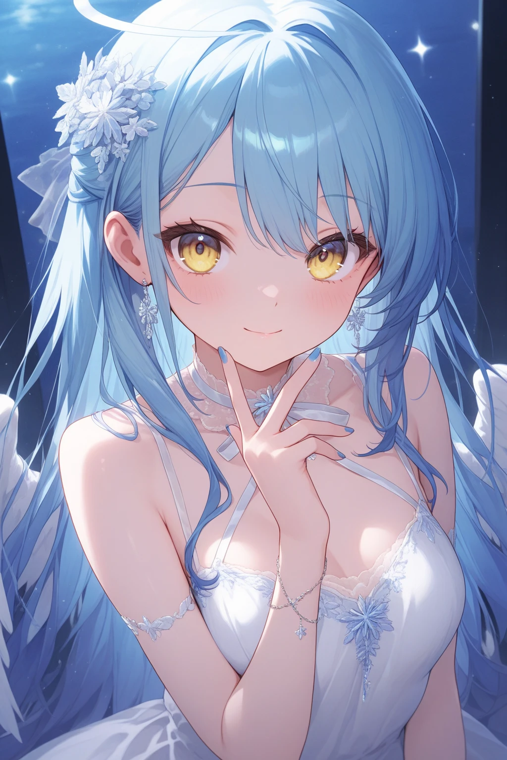 Hatsune miku with angel wink gothic blue hair beautyful lips
