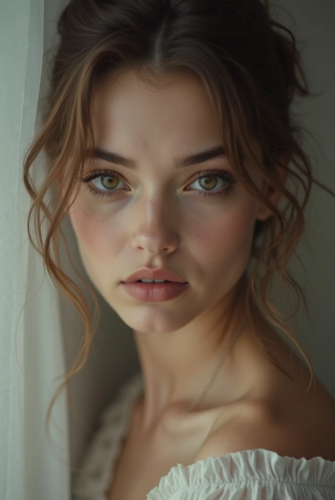 close up of a woman, indoor, natural skin texture, 24mm, 4k textures, soft cinematic light, RAW photo, photorealism, photorealistic, intricate, elegant, highly detailed, sharp focus, ((((cinematic look)))), soothing tones, insane details, intricate details, hyperdetailed, low contrast, soft cinematic light, dim colors, exposure blend, hdr, faded, BREAK
(white skin, pale skin), BREAK