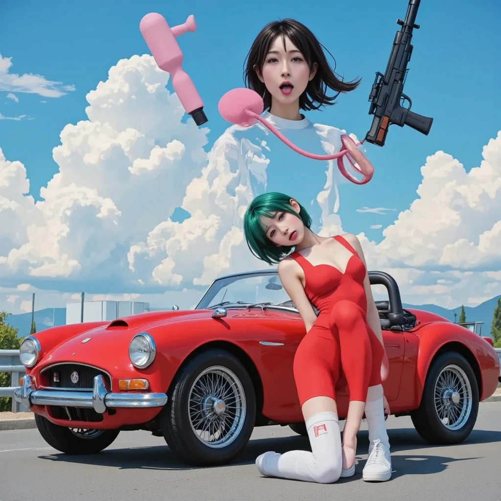Ankama vivid animation style Erza Scarlet and Asuna driving together a black hhc,car, in tokio, masterpice, 8k, fog, glitterbomb,boobs, latex catsuit,red rainjacket, rain, waterdrops, thunderstorm,,. Vibrant colors, expansive storyworlds, stylized characters, flowing motion
