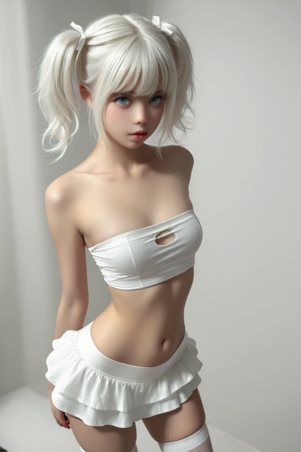 ((NSFWSTILLSHOW))、no extra arm:2、no extra hand:2、no extra leg:2、((solo 1girl))、{full length|Full height|all-fours|Half squatting|Flying|Jumpping|Ass focus、looking ahead}、{Wide Shot:1.5|Drone view|OverHeadShot|From below:1.5}、(wetted Porcelain skin、Wetted White skinny bodysuit)、Very thin and soft fabric、wetted face、{wetted hair|Floating hair|Shiny hair|Black hair|Blonde hair|Silver hair|Short Bob|Half Up|Curly hair}、Detailed Clear Nipples、detailed crotch、(The shape of the pubic area is Clearly Visible:1.2)、ass visible through thighs:1.3、Nipple shadow、(masterpiece, Best quality)、(Photorealsitic:1.37)、(BokeH)、smooth shading、({childish|Gigantic、cleavage})、((((detailed beautiful face))))、Darkbackground、neons、zydG、high collar、elbow_gloves、Google Earth、spaceships、Blue Earth、{fururistic|dreamlike|creative refinement|vivid illumination}、