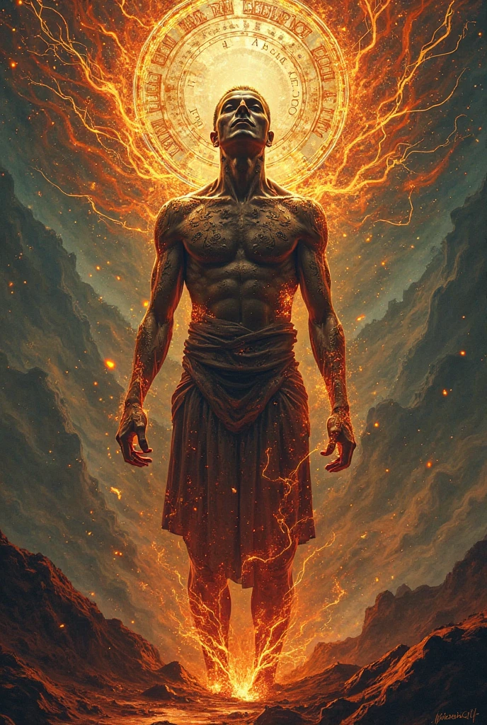 A strong man on his knees being HP drained。Aura of Life。prayer。Joy。pleasure。Seal of Obedience。