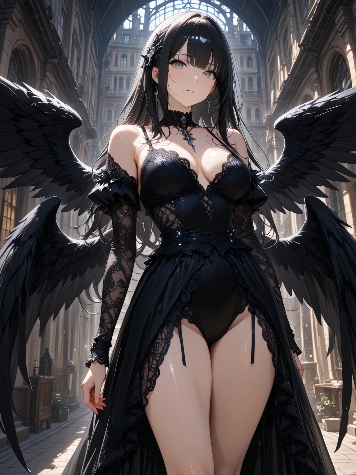 Succubus, cute, royal sister, black blood demon wings, realism, high quality, masterpiece