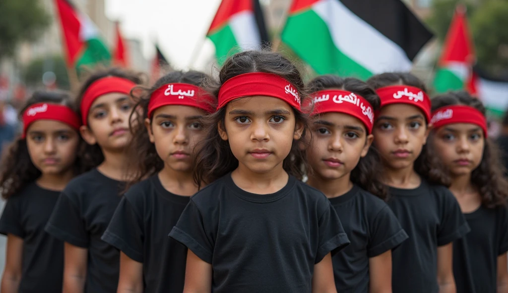 make a hyperrealistic photo of three Palestinian women wearing hijabs with beautiful faces expressing deep sadness standing holding the red and white Indonesian flag against the backdrop of buildings destroyed by bombs from Israel. The photo is very clear and finely detailed