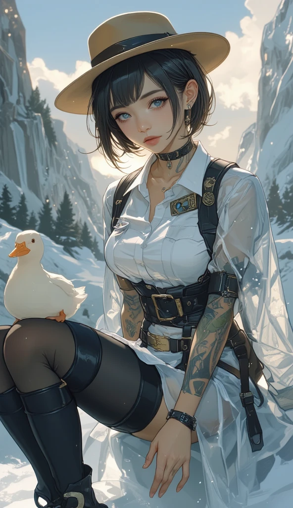 hint: A very charming，Carrying a backpack，and her cute puppy，Enjoying a beautiful spring outing，Surrounded by beautiful yellow flowers and nature. Illustrations are 4K resolution high-definition illustrations, Features highly detailed facial features and cartoon-style visuals.  