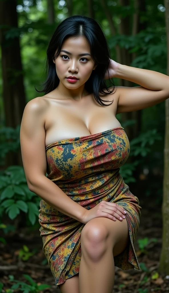 ((Sundanese woman with large breast in a colorful dress sitting on a stone structure, traditional beauty, beautiful sexy woman, karol bak uhd, with beautiful exotic, erotic, pawg, curvy, beautiful goddess, beautiful digital artwork, jaw-dropping beauty, by Rudy Siswanto, beautiful model, 8k)), beautiful woman, wearing Traditional Sundanese clothing, a beautiful fantasy empress, stunning woman, beautiful asian girl, masterpiece, (best quality:1.2), (8k,highres,RAW photo,realistic,photo-realistic:1.3),(detailed skin texture,detailed cloth texture,beautiful detailed face:1.25),professional lighting,photon mapping,beautiful soft light,radiosity,physically-based rendering,raytracing, model shoot style, model shoot style, (extremely detailed CG unity 8k wallpaper), full shot body photo of the most beautiful artwork in the world, Sundanese culture