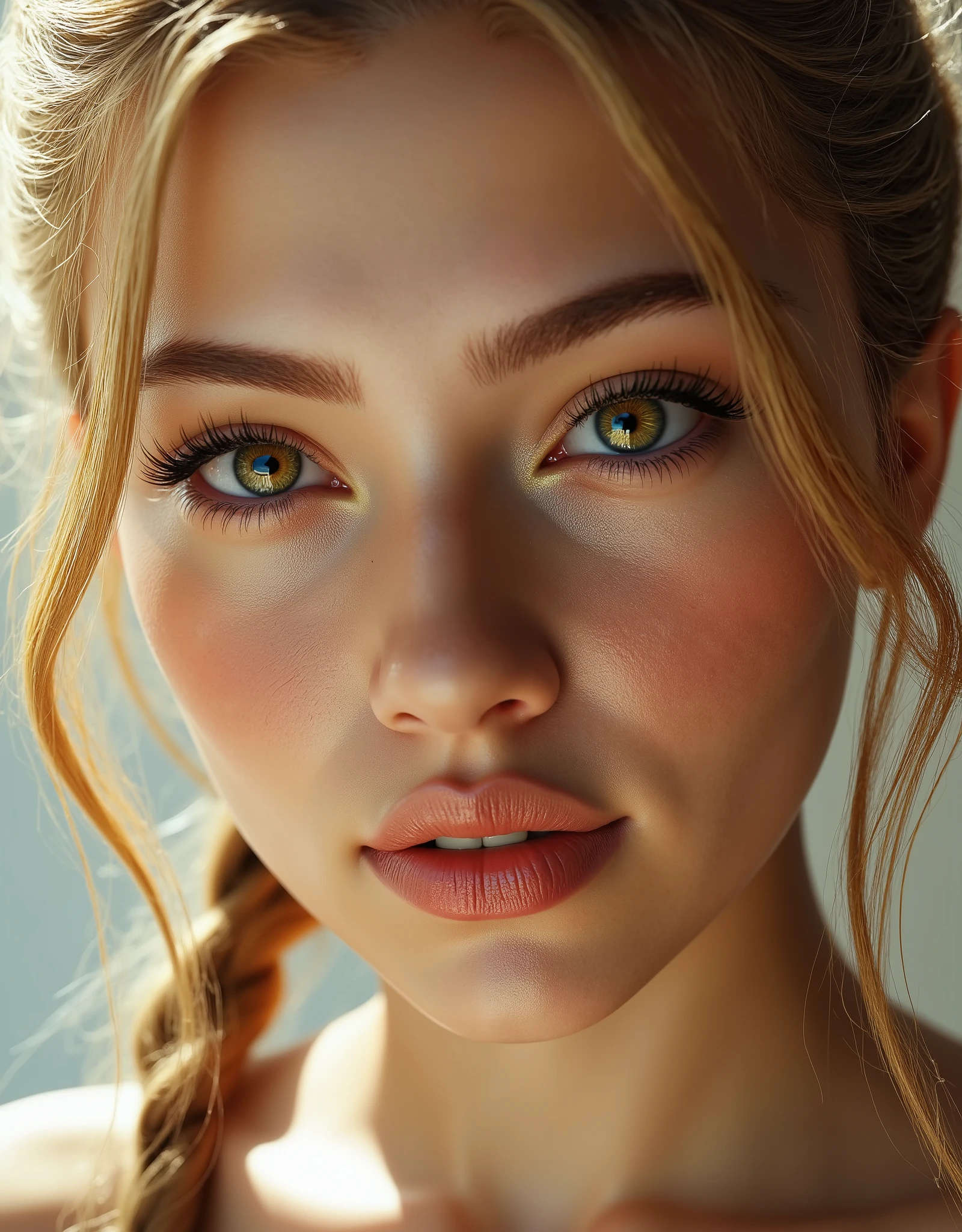  [Style: "masterpiece, realistic (photorealistic Realism), ultra-detailed, Hyper high resolution" - "(Hyper quality, intricate ultra-detailed digital art)"](Key Directive: - ("The priority is the anatomical accuracy and texture of the materials" - "Ultra-sharp human eyes with biological accura", Beautiful Girl, "ultra details Eyes: (acid-resistant terminology) (macro-details:1 . 5): * Moist corneal surface (visible aqueous layer:1 . 2) * Hyper-detailed iris stroma ((brown) with gold flecks) * Precise limbal ring (slightly darker pigmentation:1 . 22) * Pupil micro-texture (irregular edge authenticity:0 . 9) * Vasculature in sclera (subtle red veins radiating from limbus)" - "Lashes: blue individual synthetic fibers (crosshatched roots:1 . 2 ,clump-free separation)" Technical Specs: (Optics: - "Zeiss Otus85mm f/1 . 4 lens (eye refraction calculations:1 . 3)" - "Shutter Speed:1/500 (freeze eye micro-movements)" - "Focus Stacking:7-point coverage on iris plane") (Post-Processing: - "Frequency separation for skin vs eye details" - "Selective sharpening: eyes180%,hair120%" - "Denoise: luminance20,color35(retain corneal speculars)", BRAKE , perfect face, perfect symmetrically eyes, perfect lips, flexible female form, Underexpose Lighting, slim body,(discret smile, gentle expression), Skin\(white,pale,smooth,silky,shiny\), Hair\(Long yellow hair:1.2),(extremely detailed,low Twin tails:1.2),x Hair accessories,(hair ribbon:1.25\)),BRAKE, { (training room) , (RIDE on Stretch ball:1 . 5) , look at viewer , ((o-ring swimsuit)) , ((straddling:1 . 5)) , (sit astride:1 . 2) , ((belt swimsuit:1 . 3)) }, (sling Bikini), Open your mouth,smile,abdomen,chest,hip,thighs,Earrings,jewelry,(Super detailed figure:1.2\), BRAKE , Simple Background,(Rendering engine: "Unreal Engine 5 path tracing, 16K texture maps") Anisotropic Filtering,Maximum Sharpness and Sharpness,Albedo and Specular maps,Surface Shading,Precise simulation of light-material interactions