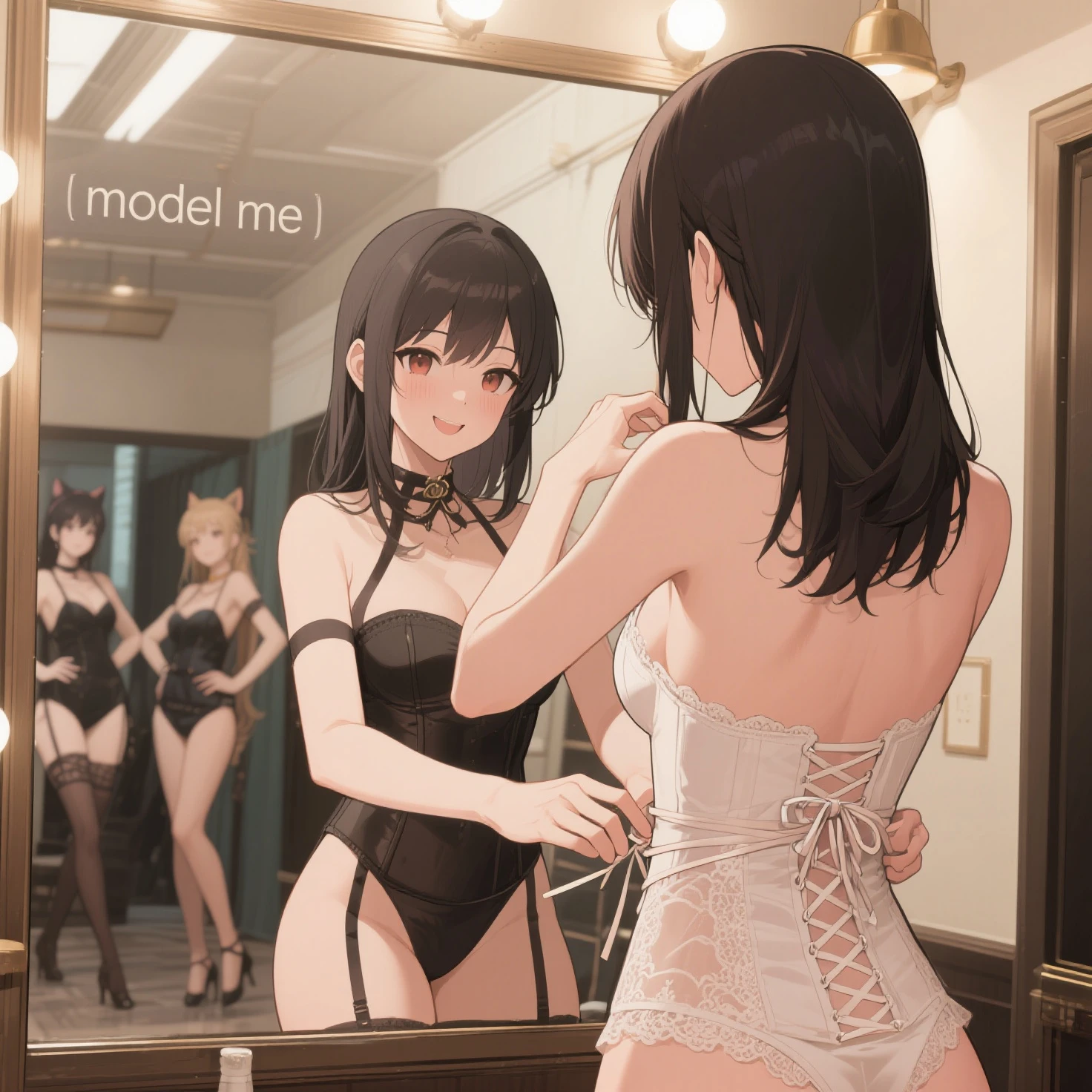 One girl, indoor, locker room, Short Bob Hair, Purple Hair, break, Volleyball Uniforms, Looking down,View your viewers,from ,下from,Low angle shot,{{{下from:2.0}}}, Panties as a gift, Tabletop, Highest quality, , Absurd, Perfect Skin, Detailed skin texture, Ultra-detailed, 8k, Intricate details, Beautifully detailed face,High resolution, {{{Shadowed face}}}, to ridicule, Laugh out loud, Smile, Open your mouth, 視聴者をLooking down, masterpiece,Absurd, Beautifully detailed facial information