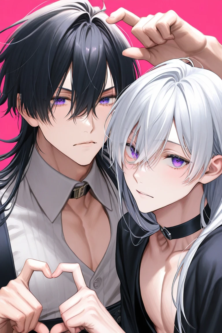 Best quality, masterpiece, super high resolution, "Epic Dark, atmospheric. A mature couple embracing. The woman with flowing white hair and mesmerizing green eyes, and the man with sleek black hair and piercing green eyes." a super model soaking, Make a model for me half of the characters, the face turns straight ahead, not turning left or right, the body does not tilt the left, right, see the face directly, only the model, the white background, the model is the body. 2D drama or male anime, black hairstyle, comma hairstyle, black eyes, pink lips, slender faces like women, but have a cool man, both face and straight, luster, white skin. Bright, wear black earrings, white lingerie, black outer shirt, slightly white cut.