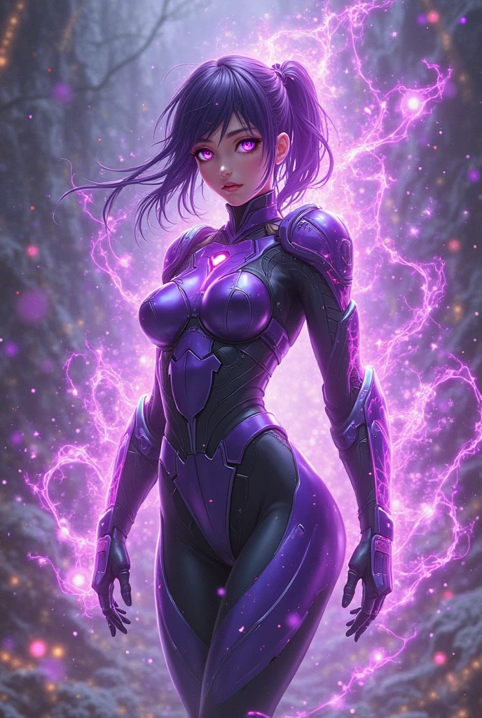 cyber enhanced female cyborg wearing (Sparkling Bodysuit:1.4) (Amethyst Purple Tulle Skirt with Color-Shifting Glimmer:1.4 ) (Swoop Bangs hairstyle:1.1), (Bride,Siniy Blue color background:1.3), More detailed 8K.motor irreal:1.4,UHD,La mejor calidad:1.4, fotorrealista:1.4, textura de la piel:1.4, obra maestra:1.8,obra-prima, mejor calidad,objeto Objeto], (detailed face features:1.3),(Las proporciones correctas),(Ojos hermosos azules:1.4 ),  (pose vaquero),( face detailed :1.4), ,(Cyberpunk alley ruined dungeon ruins background :1.4 ), (dedos hermosos detailed:1.4),( face detailed :1.4), (cyborg white transparent plastic :1.4) 