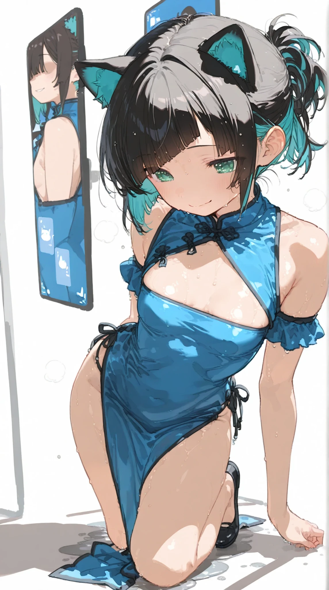 (masterpiece, highest quality:1.4), figure, 8K, (hatsune miku), young children, straight, ((from side)), (beautiful face, beautiful princess), 1 girl, ([large breasts:0.8], Perfect cleavage), (Are standing, in the beachside:1.1), thigh, (((extremely detailed beautiful ((too wet and shiny:1.2)) thin shiny glossy oily hydrophobic water repellency dark-blue simple japanese school one-piece swimsuit))), (beautiful and fine eyes, Beautiful teal eyes:1.2), blush, (soft sunlight:0.6), (evil smile:1.1), (Highlight Eyes:1.1), (looking at the viewer), Framed nipples, Framed navel, cameltoe, Perfect for your skin, double breasted, under bust, Perfect for your skin, Framed navel, Framed groin, cameltoe, too wet clothes, too wet body, Framed flat chest or small breasts, wrinkles in clothes, too wet skin, Clothes that adhere tightly to the skin, skin dents, Clothes that adhere tightly to the skin, Oily clothes