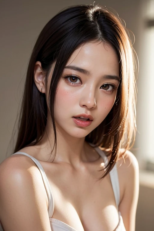 highest quality, Face Focus, Soft Light, Ultra-high resolution, (Realistic:1.4), RAW Photos,
1 Japanese girl, alone, cute, (pupil, Light in your eyes), Beautiful face in every detail, (),(High resolution detail of human skin texture),
(Long Hair)、Rake up your hair with both hands、ponytail、
indoor,
topless,From below、
(Portraiture)
