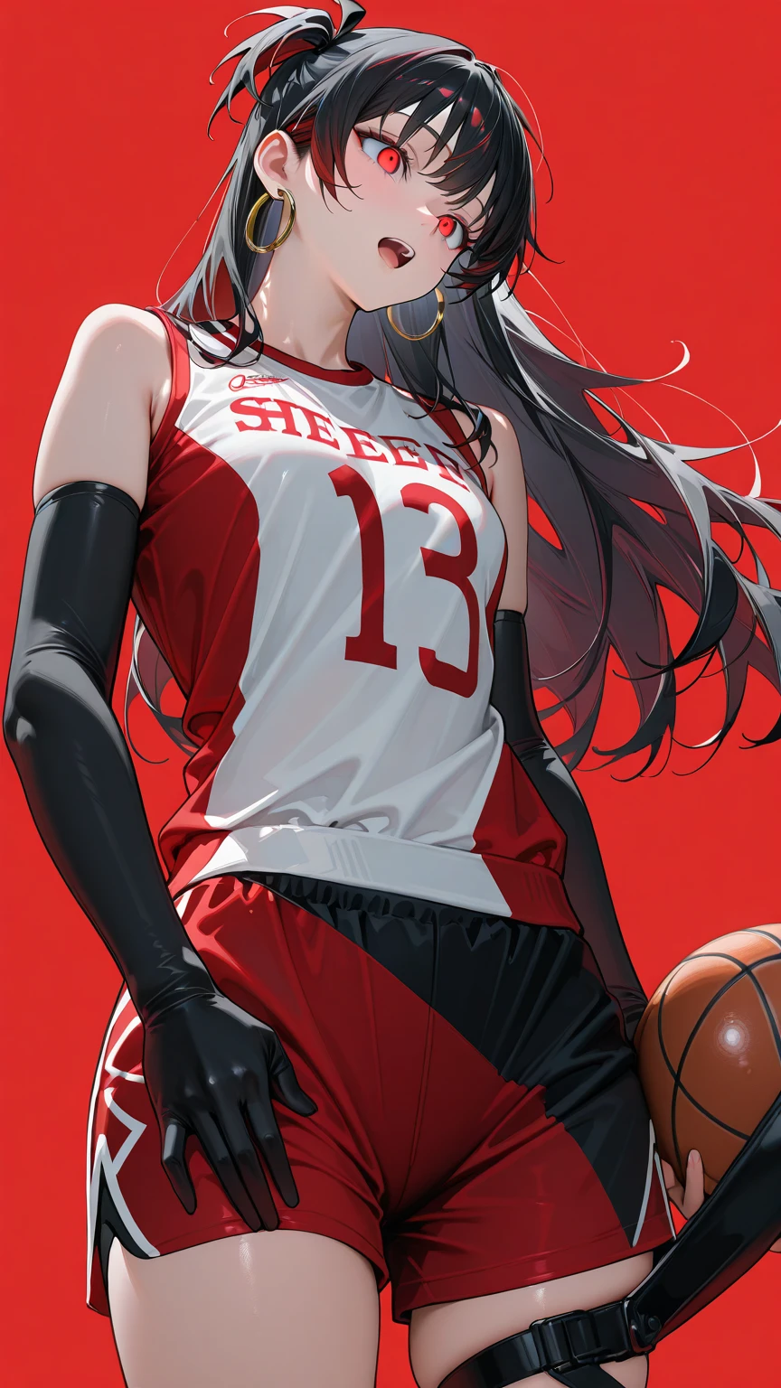 girl, sexy,volleyball player,red volleball suit,long hair,sport