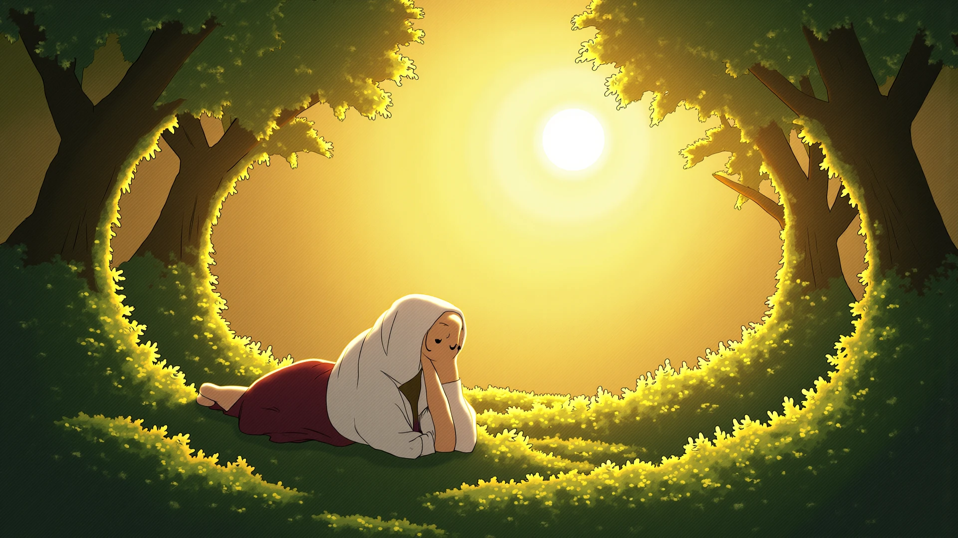 gibli,meadow,sleep
