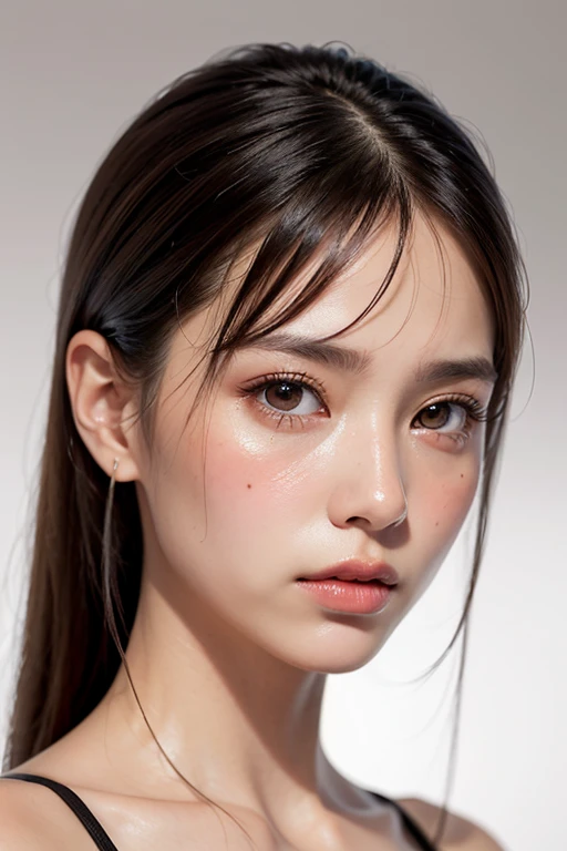 masterpiece, Highest quality, Photorealistic, Super detailed, In detail, High resolution, 8k wallpaper, Professional, High level of detail, One Girl, Skinny Japanese woman, ((Look forward)), Collarbone Detail, Perfect Face, Straight hair, (Look straight at the camera)