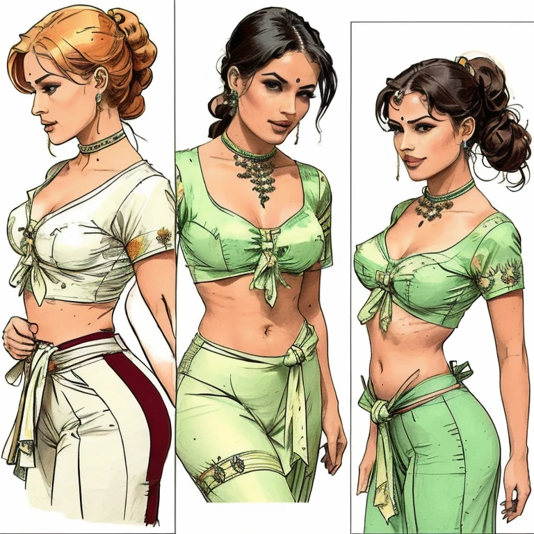 ((best quality)), ((4k)), ((highres)), ((masterpiece:1.2)). ((detailed)), ((ultra realistic)), ((intricate details)), ((full body picture)), ((character design sheet)), ((blank background)), ((standing in a blank background)), solo character, a full body shot of a sexy pale female, inhuman pale skin, pasty white skin, ((vampire pale skin))), ((ghostly pale skin like kratos from god of war)), redhead, ((vivid red hair)), long braided low ponytail, ((long braided low ponytail)), slicked back hair, sexy and dangerous, evil smile on her face, ((evil smile)), about 30 years old, about 6'0 ft tall, athletic frame, character concept art, female executive, blazer suit, dress pants, work pants, white outfit with black details and gold adornments, ((predominantly white outfit)), ((showing cleavage)), gold office heels, fighting game character concept art, tekken character design, the king of fighters character concept
