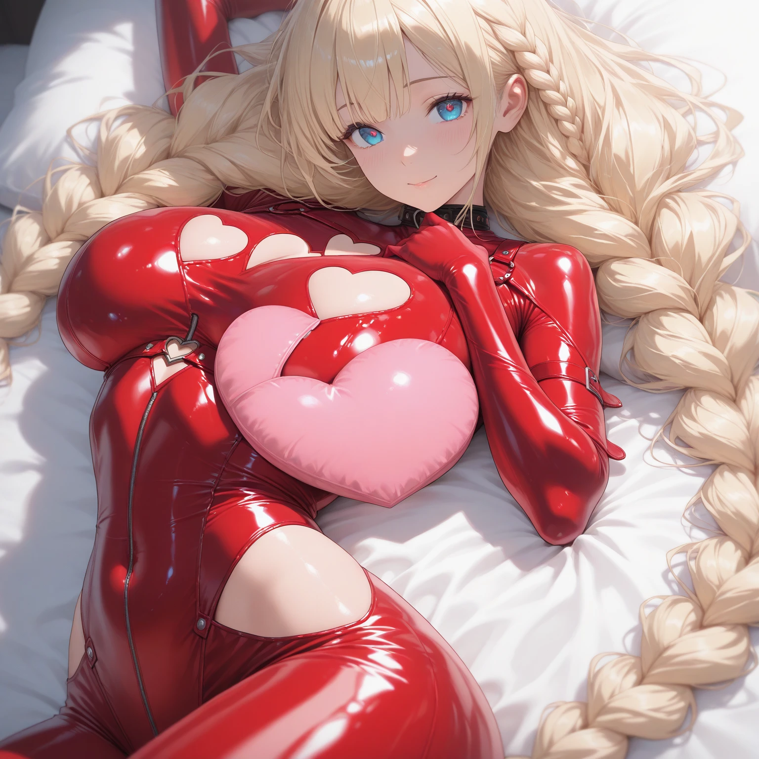 Shiny blond hair, very long hair, sophisticated haircut, ((((hair fully braided)))), ((small twisted braids)), thin and oval face, submissive, (((gagged))), cute and blushing 18 years old anime girl, look away because she is embarrassed and blushes, bright blue eyes, detailed face, detailed members, detailed arms, detailed hands, ((((sparkling diamond jewelry)))), tiara, ((makeup)), high heels, puffy sleeves, long gloves, long eyelashes, Girl lying, tied by ropes, shackled, can no longer move, tied tightly, very hard tied up with lots of ropes, hampered by so many ropes that she can no longer move, bound hands and feet, ropes tie his whole body, tied extremely tightly and forcefully to her bed by a lot of ropes, its limbs are strongly tied together by ropes, his torso is tied up with thick cords, her chest is so tied up with ropes that it sticks out, her legs are tied tightly with thick ropes, his hands are tied behind his back with ropes, she can no longer move her feet, her hands which are tied by thick ropes, she desperately tries to free herself, likes to be tied tight with big ropes, likes to be immobilized by big ropes, lying down, his hands and feet are strongly tied to the railing of his bed, his legs are pressed together and tied with ropes, its limbs are held vigorously by imposing ropes, her hands are tied securely behind her back by ropes, her chest is compressed by strong ropes, she is pressed against her bed and restrained by large ropes (shibari, arms behind the back:1.4), (hands on the back), (masterpiece, best quality) 1.5, 1girl, solo, (sexy, beautiful woman, perfect face, perfect eyes, perfect hands), samus aran, (shibari, arms behind the back:1.4), (hands on the back), Spread the legs, s' ((lie in bed by big ropes)), ((close up of the girl)), ((((lie in bed))))
