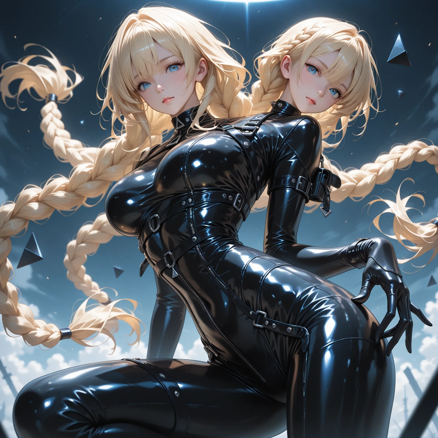 master piece,Best Quality,Ultra-detailed,High resolution,Octane Render,valkyrie,Blonde hair,Radiant hair,(1 girl),Beautiful Girl,Beautiful mature face,torn clothes,broken clothes,Seductive young woman,female focus,Beautiful breasts,Full body,(Perfect body),Standing,(Dark purple cyber suit and crimson microskirt),Garter Belt,Bare shoulders,((Check out our thru-rack chokers and midi rings with chains,(blonde single braid),big bright green eyes, Shining eyes beautiful detailed eyes),Cute,Cool,pale skin,Faint lips,A seductive and confident smile,embarrassed,Open mouth,(hair, Realistic:1),to stand,Holding silver halberd,Blushing face,Fantasy,Sweat,steam,(In a cave with tentacles),((veiny tentacles)),cthulhu mythos,