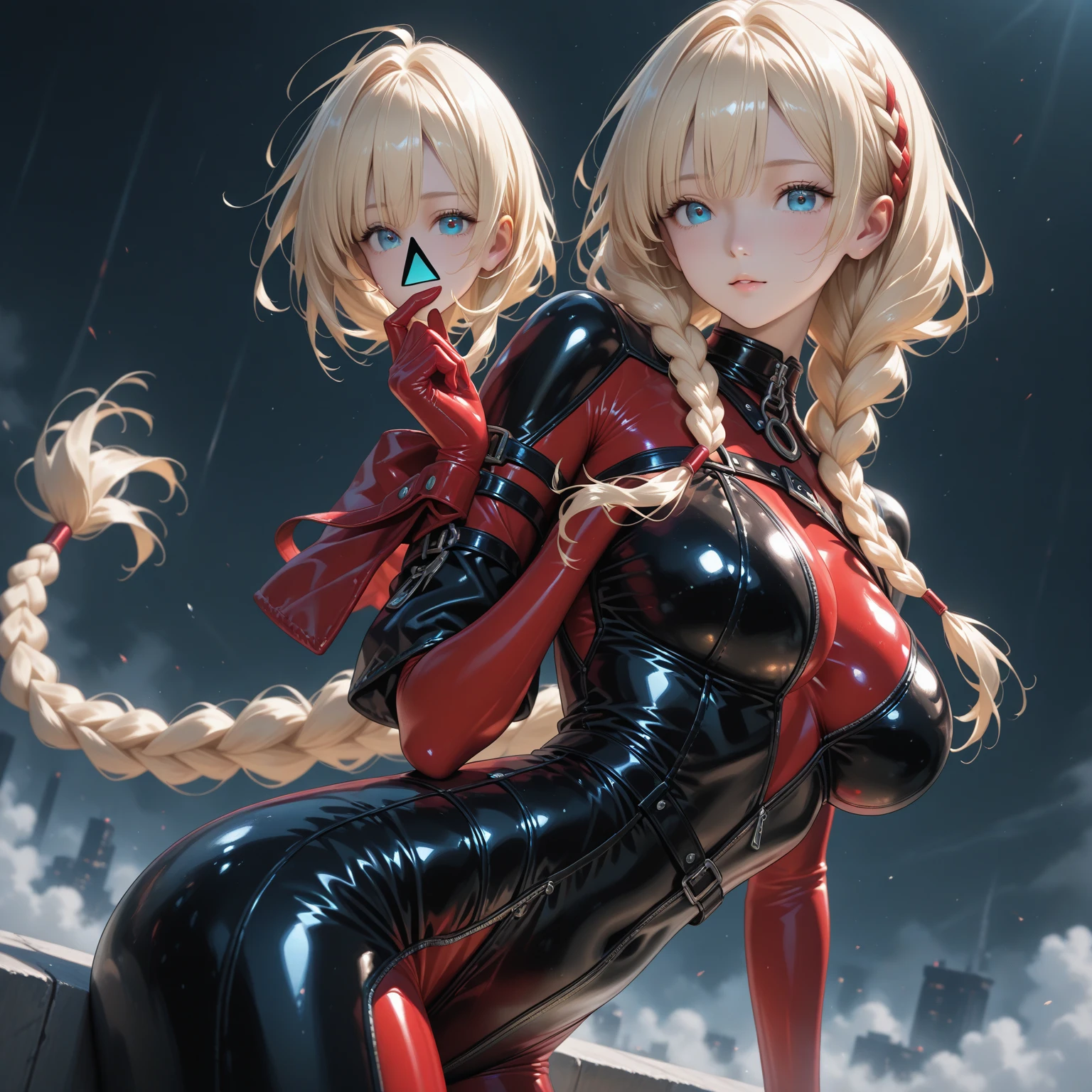 (photorealistic:1.8, highest quality:1.8,8K masterpiece:1.8,High resolution,muste piece:1.8,RAW Photos,cinematic lighting),No split screen、cyber punk、luxury basement、wet floor、
(1 android girl:1.3)、Completely naked、choker、big breasts、High leg tight suit、beautiful butt、beautiful thighs,plump nipples、cameltoe、normal ears、correct2basic、(Soryu Asuka Langley)、
Body painting with a pop design drawn all over the body、pop art design、cutting edge fashion、conceptual art、
crawl on all fours、(Top view:1.4)、
(Suspension by tentacles:1.6)、(Countless tentacles wrapped around the body: 1.5)、(Tentacles clinging to:1.5)、(Tentacles groping nipples:1.5)、(Tentacles tangling in the thighs: 1.5)、(Tentacles tangled in both legs:1.5)、giant octopus、attacked by tentacles、
180 degree spread legs、lie down、lift your hips、rich expression、fun、embarrassing、(happy ahegao)、
(Beautiful, shining crimson, blue, red, white and silver hair:1.5)、shining blue eyes、thin line