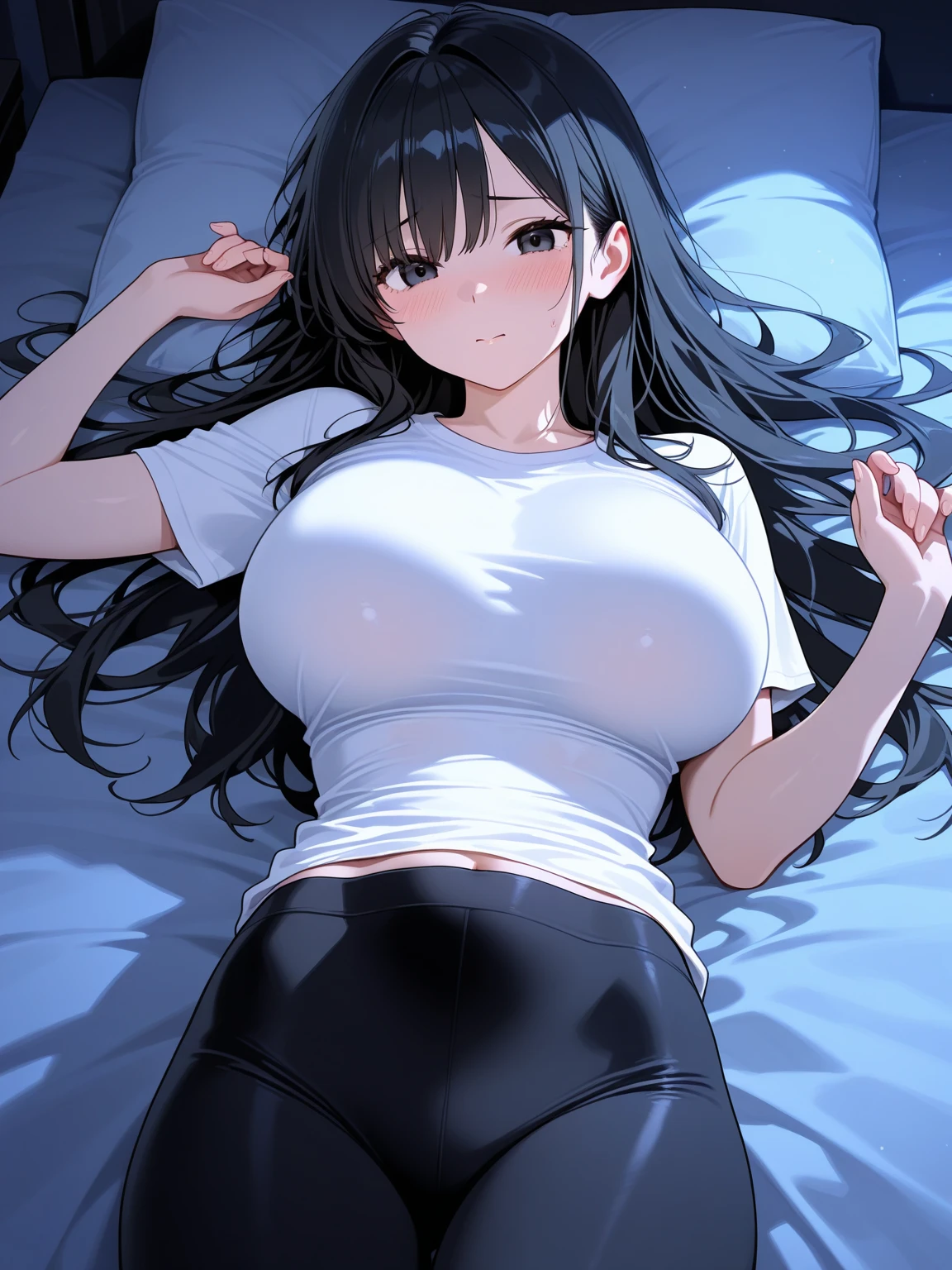 (SFW),birds eye view,(1 girl is sleeping on a bed:1.8,lying),(8k,masterpiece:2.0,anime:1.4,realistic,photo realistic:1.6,best quality, ultra high resolution, ultra-detailed,beautiful illstration,natural side lighting,movie lighting),((1 girl is 18 years old,slut,long hair:1.2,white pueple hair:1.2,messy hair,gleaming skin,closed eyes,open mouth)),curvy,muscle,((perfect breasts,perfect breasts,perfect nipples,two huge breasts:2.0,sagging breasts,abs:0.8)),beautiful hear,beautiful body,perfect arms,perfect hands,perfect fingers,two arms,two hands,two regs,five fingers,
