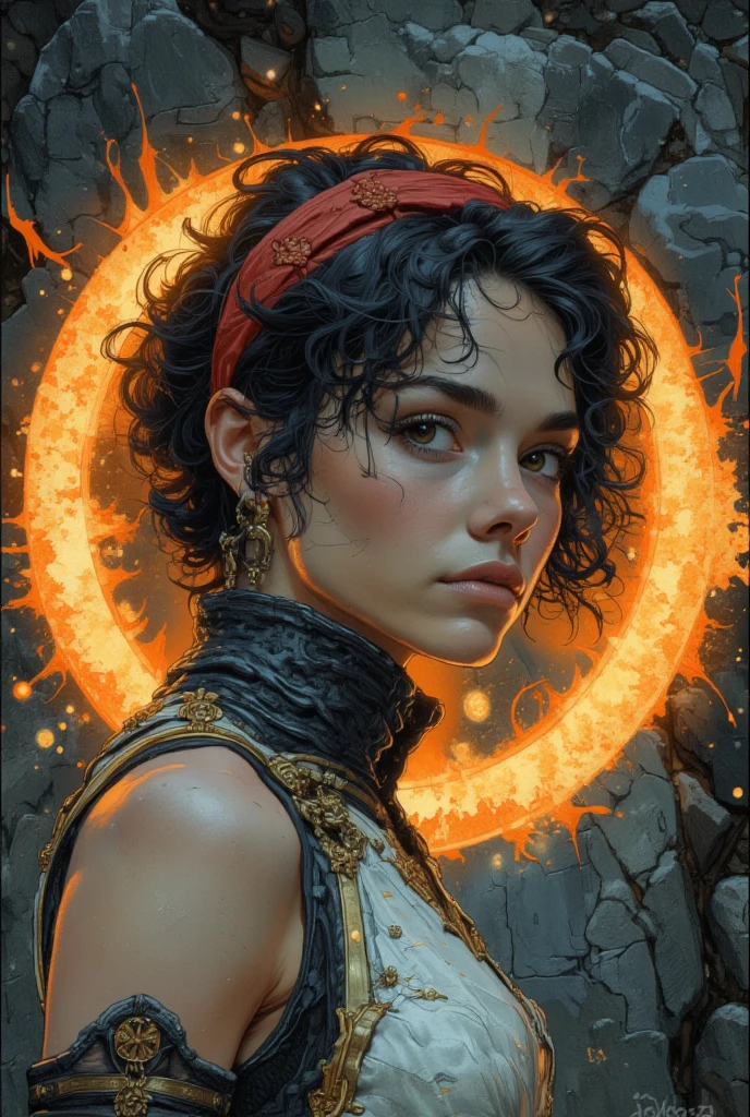 hoop earrings, abuse, ear piercing, messy hair, realistic, looking at viewer, freckles, destruction, backlighting, film grain, paper lantern, black hair, candlelight,
<lora:Ink_poster-000004:.8>